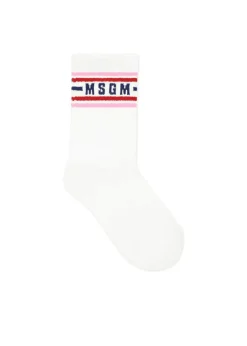 MSGM Kids Calzini Bianchi con Logo per Bambine