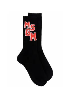 MSGM Kids Calzini Neri con Intarso Logo