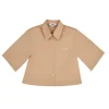 MSGM Kids Camicia Beige con Ricamo Logo per Bambine
