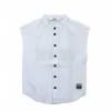 MSGM Kids Camicia Celeste Giro Maniche con Stampa per Bambini