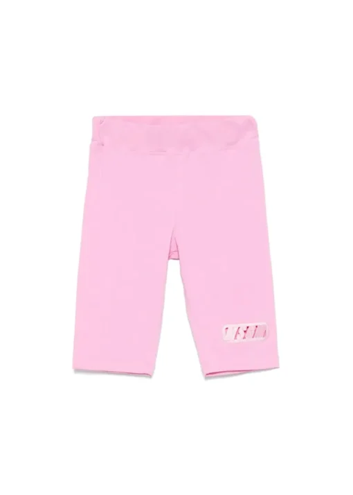 MSGM Kids Ciclista Rosa con Ricamo Logo per Bambine