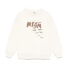 MSGM Kids Felpa Crema con Stampa per Bambini