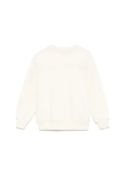 MSGM Kids Felpa Crema con Stampa per Bambini