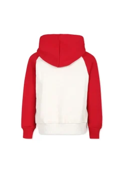MSGM Kids Felpa Crema/Rosso con Cappuccio per Bambini
