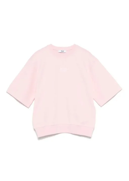 MSGM Kids Felpa Rosa Maniche Corte per Bambine