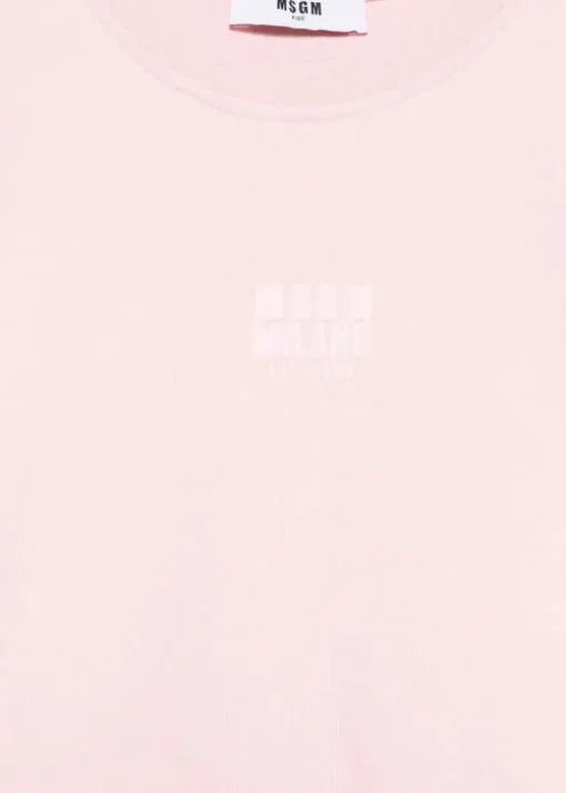 MSGM Kids Felpa Rosa Maniche Corte per Bambine
