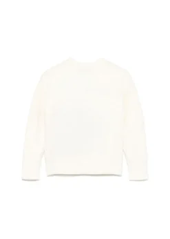 MSGM Kids Maglione Crema con Ricamo Cuore per Bambine