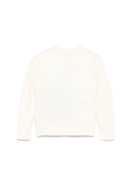 MSGM Kids Maglione Crema con Ricamo Cuore per Bambine