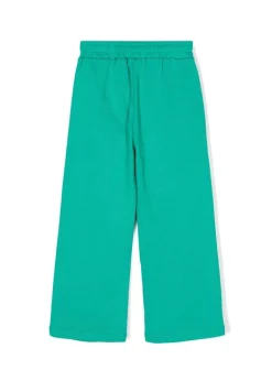 MSGM Kids Pantaloni in Tuta Verdi Wide Leg per Bambine