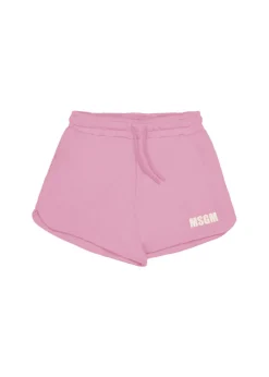MSGM Kids Short Rosa con Logo per Bambine