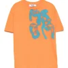 MSGM Kids T-shirt Arancione con Stampa Graffiti per Bambini