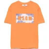 MSGM Kids T-shirt Arancione con Banda Logo per Bambini
