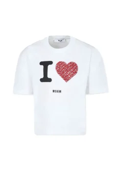 MSGM Kids T-Shirt Bianca con Stampa per Bambine