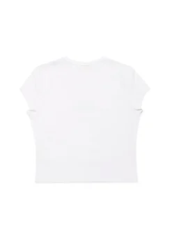 MSGM Kids T-shirt Bianca con Ricamo Logo per Bambine