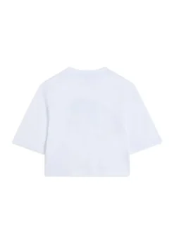 MSGM Kids T-Shirt Crop Bianca Cheer per Bambine