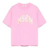 MSGM Kids T-shirt Rosa con Applicazione Fiori per Bambine