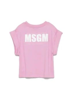 MSGM Kids T-shirt Rosa con Stampa per Bambine