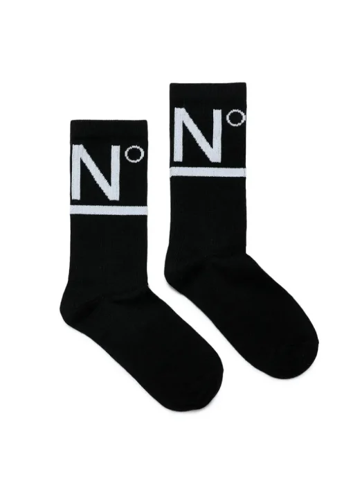 N°21 Calzino con logo in misto cotone Nero