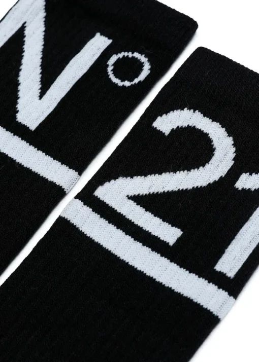 N°21 Calzino con logo in misto cotone Nero
