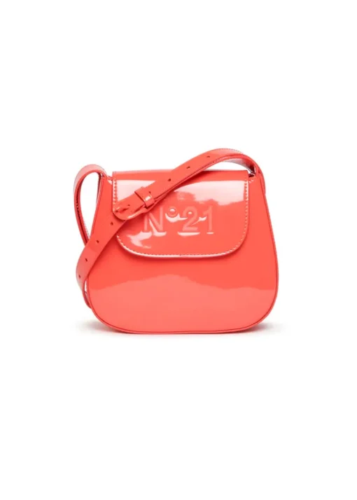 N°21 Kids Borsa a Spalla Corallo con Placca Logo per Bambine