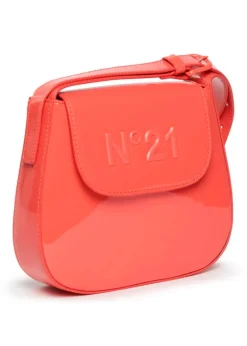 N°21 Kids Borsa a Spalla Corallo con Placca Logo per Bambine