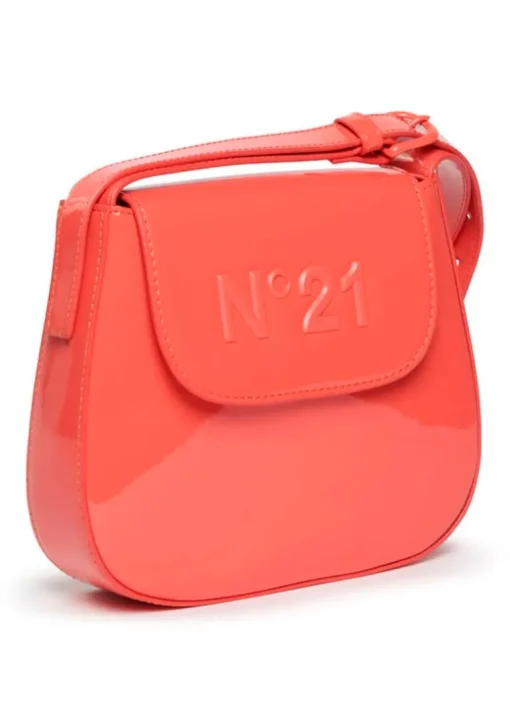 N°21 Kids Borsa a Spalla Corallo con Placca Logo per Bambine