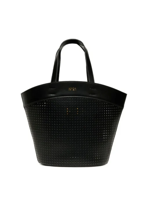 N°21 Kids Borsa Nera Tote Traforata per Bambine