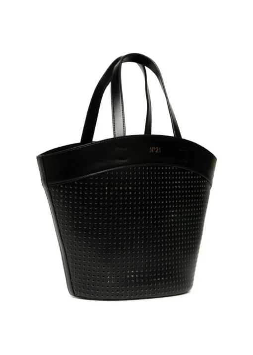 N°21 Kids Borsa Nera Tote Traforata per Bambine