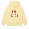 N°21 Kids Felpa Gialla con Cappuccio con Stampa per Bambine