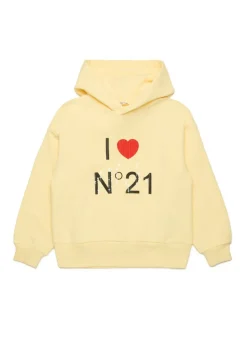 N°21 Kids Felpa Gialla con Cappuccio con Stampa per Bambine