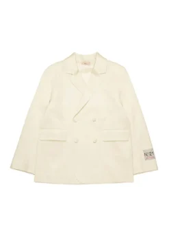 N°21 Kids Giacca Blazer Panna Doppiopetto per Bambine