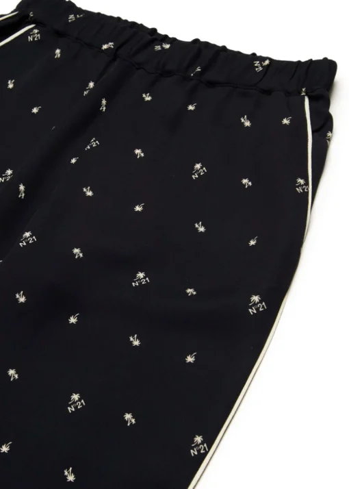 N°21 Kids Pantaloni Neri All over Palms per Bambine