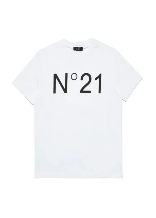 N°21 Kids T-Shirt Bianca con Stampa Logo