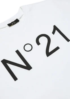 N°21 Kids T-Shirt Bianca con Stampa Logo