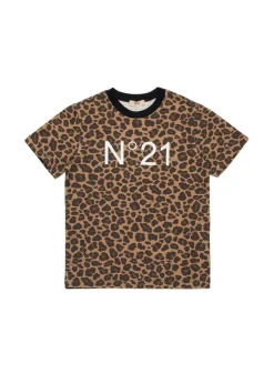 N°21 Kids T-shirt Maculata con Stampa per Bambine