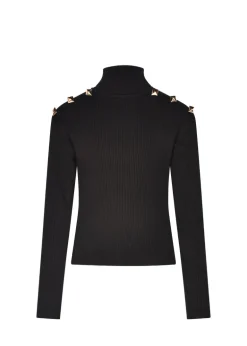 Odi et Amo Lupetto Nero in Maglia con Borchie per Bambine