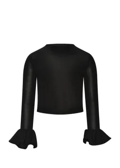 Odi et Amo T-shirt Maniche Lunghe Nera con Ruches per Bambine