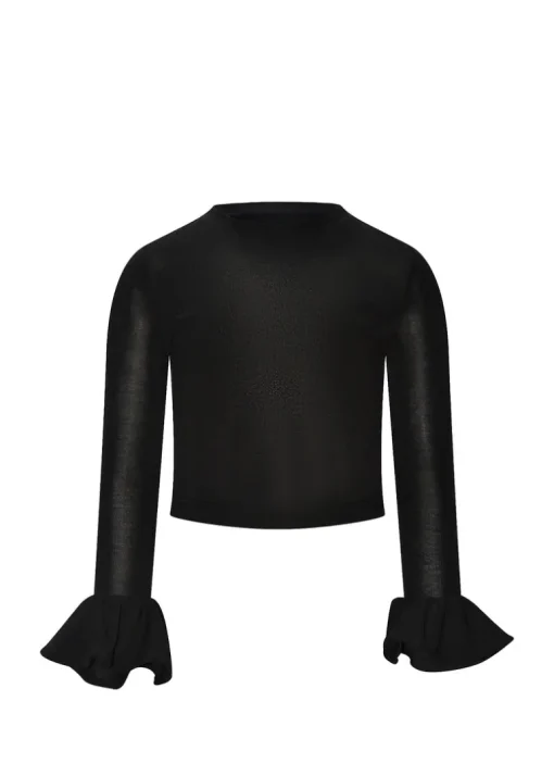 Odi et Amo T-shirt Maniche Lunghe Nera con Ruches per Bambine