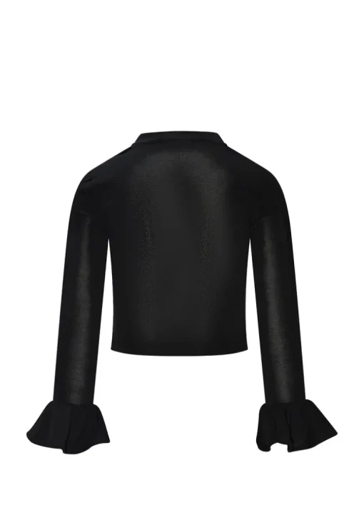 Odi et Amo T-shirt Maniche Lunghe Nera con Ruches per Bambine