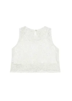 Patrizia Pepe Top Bianco con Paillettes per Bambine