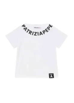 Patrizia Pepe T-Shirt Bianca con Logo per Bambine