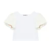 Patrizia Pepe T-shirt Crop Bianca/Avorio per Bambine