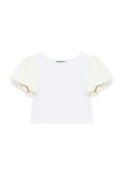 Patrizia Pepe T-shirt Crop Bianca/Avorio per Bambine