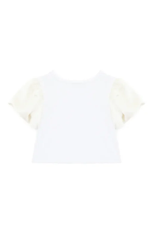 Patrizia Pepe T-shirt Crop Bianca/Avorio per Bambine