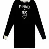 Pinko Kids Abito Nero in Maglia con Intarso Logo per Bambine