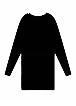 Pinko Kids Abito Nero in Maglia con Intarso Logo per Bambine