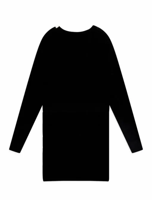 Pinko Kids Abito Nero in Maglia con Intarso Logo per Bambine