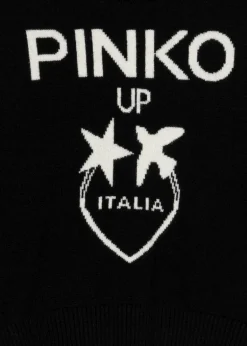 Pinko Kids Abito Nero in Maglia con Intarso Logo per Bambine