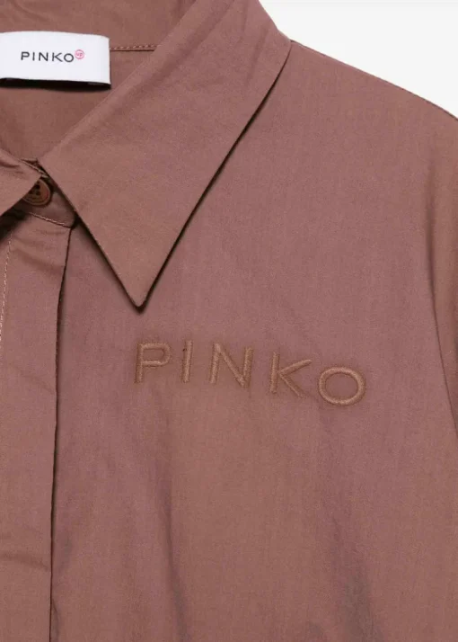 Pinko Kids Camicia Cropped Terra con Stampa per Bambine