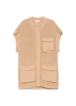 Pinko Kids Gilet Tricot Sabbia con Tasche per Bambine